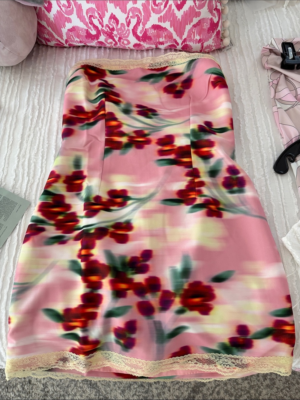 Pink Floral Strapless Slip Dress